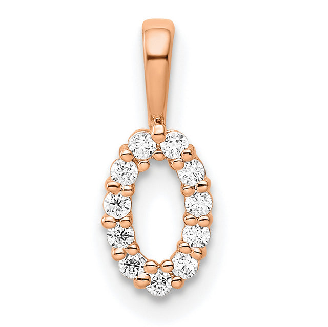 QG- Diamond Number 0 Charm Pendant in Real 14k Rose Gold