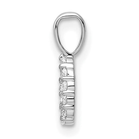 14k White Gold Diamond Pendant with Oval Open Design, Round Cut, Classic Elegant Style