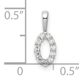 14k White Gold Diamond Pendant with Oval Open Design, Round Cut, Classic Elegant Style