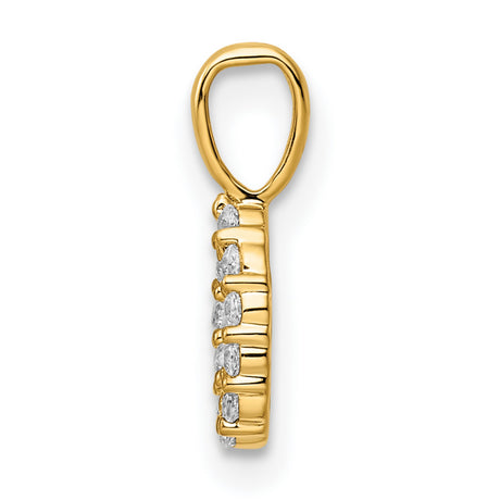 14k Yellow Gold Diamond Oval Pendant with Loop Design for Women