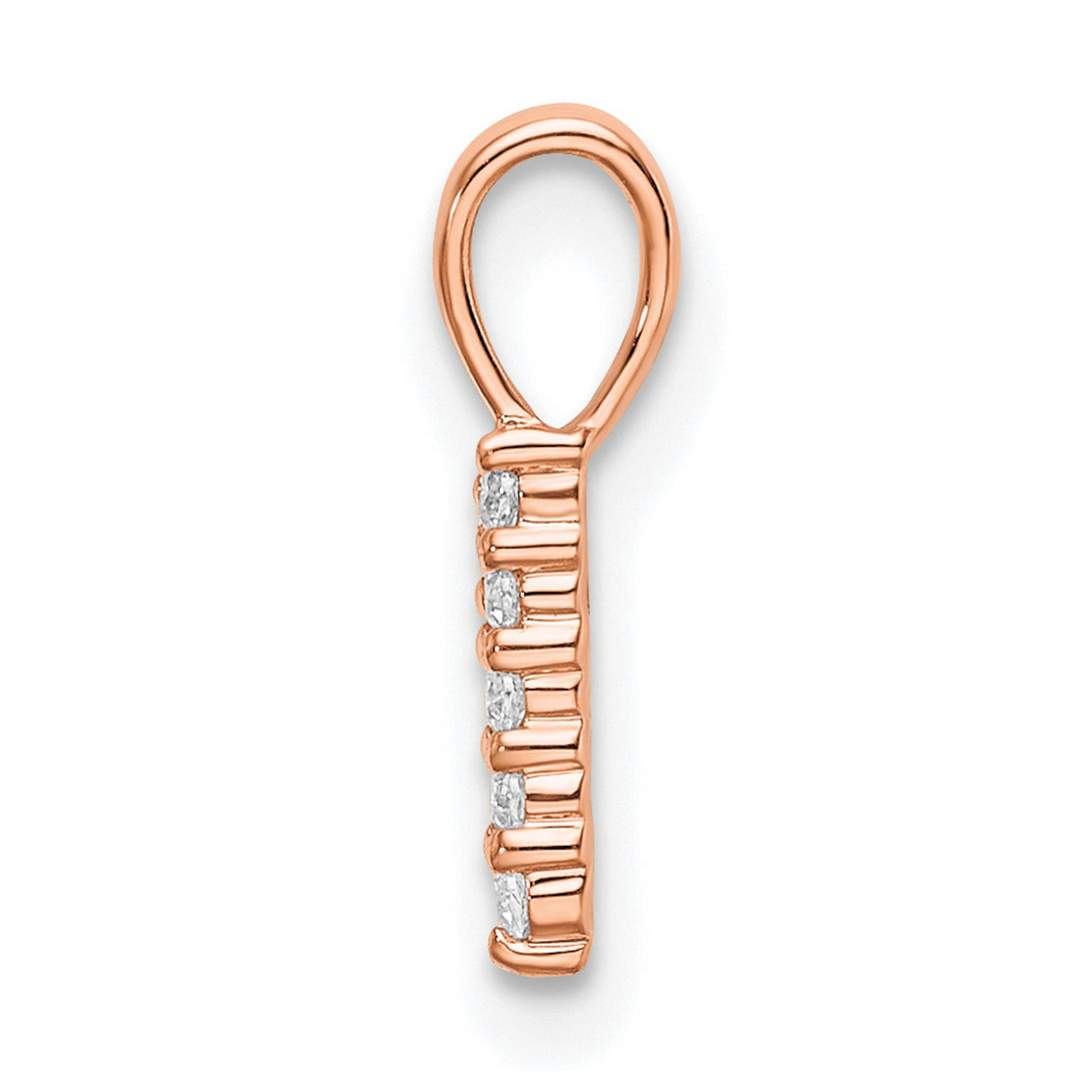 14k Rose Gold Number 1 Pendant with Round Cut White Diamonds, Symbolic Charm for Women