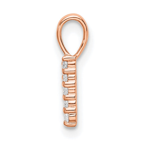 14k Rose Gold Number 1 Pendant with Round Cut White Diamonds, Symbolic Charm for Women