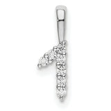 14k White Gold Number One Pendant with Round Cut Diamonds, Symbolic Milestone Jewelry for Women