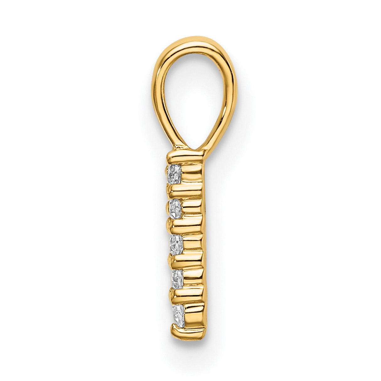 14k Yellow Gold Number One Pendant with Diamond Accents, Polished Bail Design