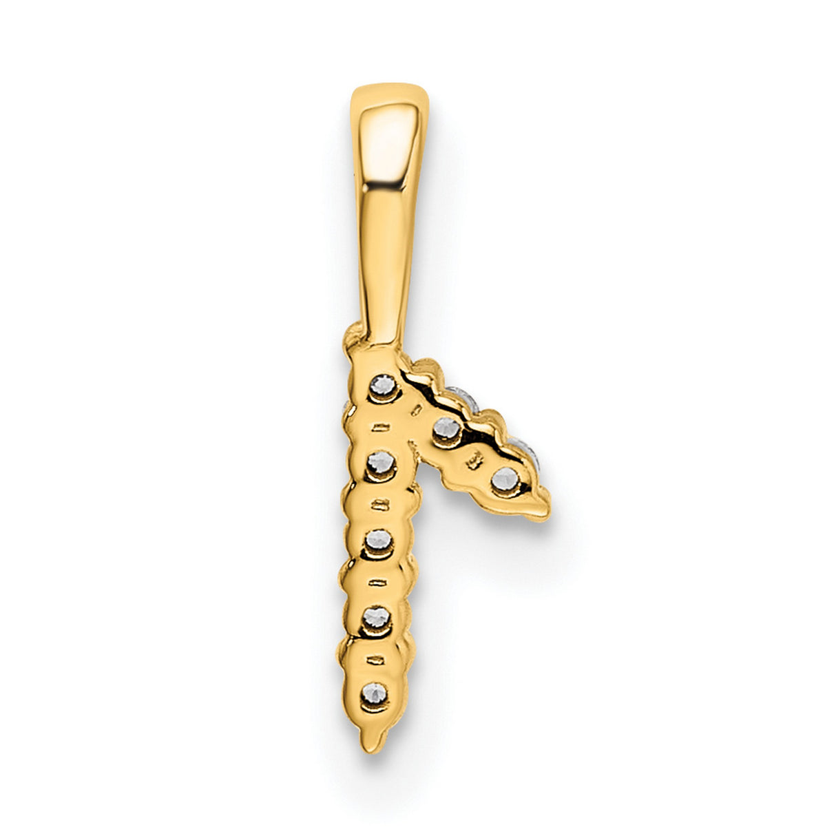 14k Yellow Gold Number One Pendant with Diamond Accents, Polished Bail Design