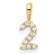 14k Yellow Gold Number 2 Pendant with Diamond Accents, Polished Bail, Unisex Design