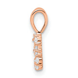 14k Rose Gold Number 3 Pendant with Round White Diamonds, Prong Set, Symbolic Charm for Women