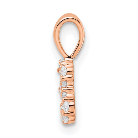 14k Rose Gold Number 3 Pendant with Round White Diamonds, Prong Set, Symbolic Charm for Women
