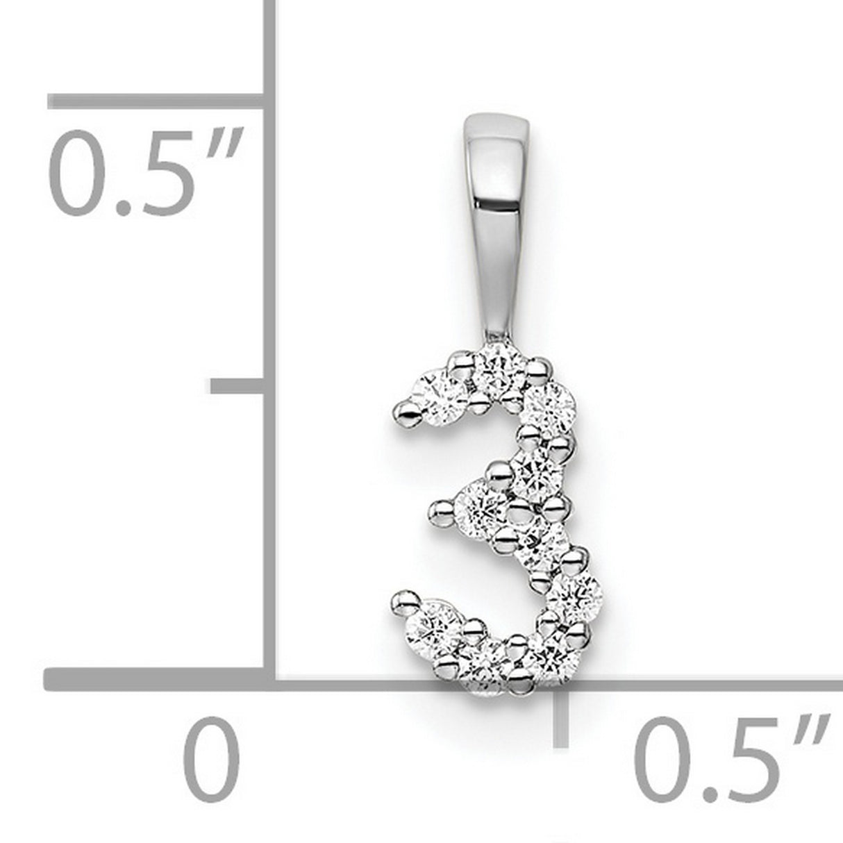 14k White Gold Number 3 Pendant with Round Cut Diamond Accents, Sentimental Charm Jewelry