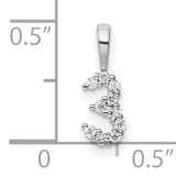 14k White Gold Number 3 Pendant with Round Cut Diamond Accents, Sentimental Charm Jewelry