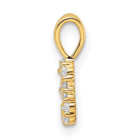 14k Yellow Gold Number 3 Pendant with Round Cut Clear Gemstones, Numeric Charm