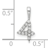 14k White Gold Number 4 Pendant with Round Diamond Accents, Numeric Charm for Women or Unisex Wear