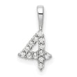14k White Gold Number 4 Pendant with Round Diamond Accents, Numeric Charm for Women or Unisex Wear