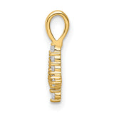 14k Yellow Gold Number 4 Pendant with Prong Set Round Cut White Stones, Polished Numeral Charm