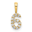 14k Yellow Gold Number 6 Pendant with Clear Round Cut Gemstones, Numeric Charm for Women