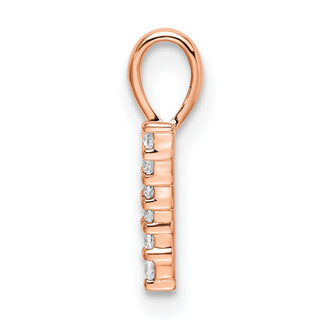 14k Rose Gold Number 7 Pendant with Round White Diamonds, Spiritual Numeric Charm for Women