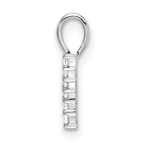 14k White Gold Number 7 Pendant with Round Cut Diamonds, Lucky Charm Angel Number Jewelry