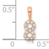 14k Rose Gold Infinity Pendant with Double Loop Design and Round White Diamonds