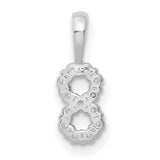 14k White Gold Infinity Pendant with Double Circle Design, Diamond Accent, Symbol of Eternal Love