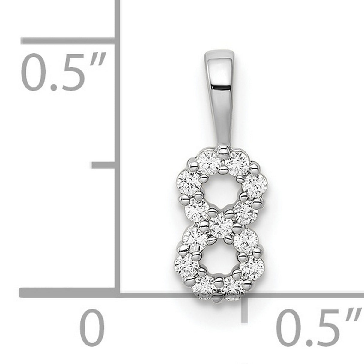 14k White Gold Infinity Pendant with Double Circle Design, Diamond Accent, Symbol of Eternal Love