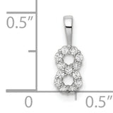 14k White Gold Infinity Pendant with Double Circle Design, Diamond Accent, Symbol of Eternal Love