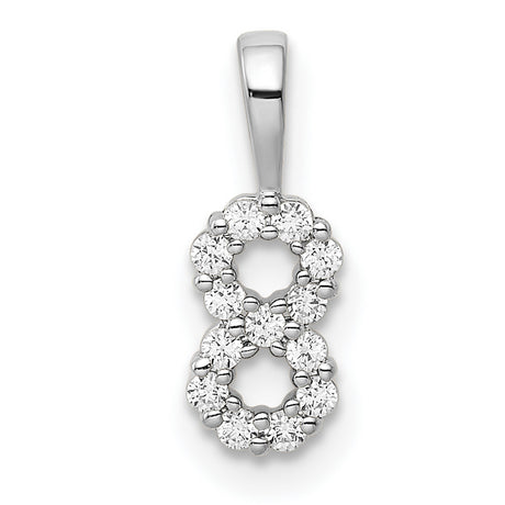 14k White Gold Infinity Pendant with Double Circle Design, Diamond Accent, Symbol of Eternal Love