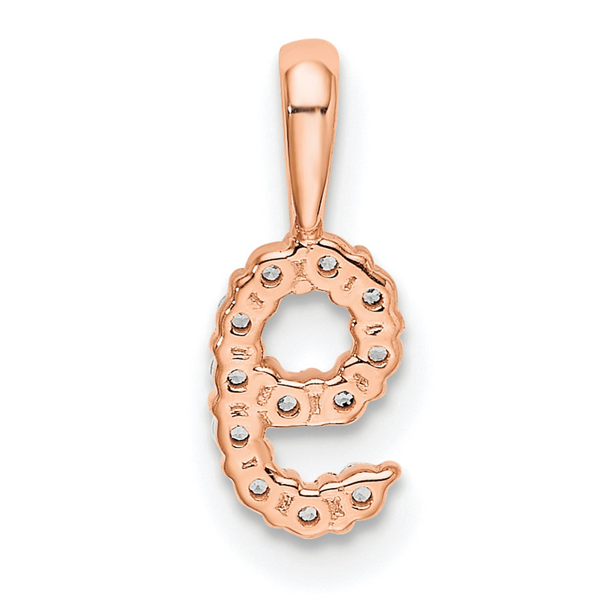14k Rose Gold Number 9 Pendant with Prong Set Diamonds, Minimalist Numeric Charm