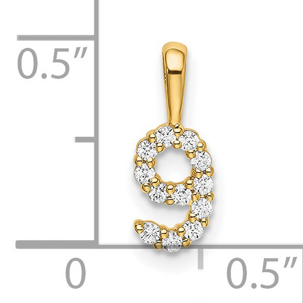14k Yellow Gold Number 9 Pendant with Diamond Accents, Lucky Number Charm for Women