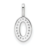 14k White Gold Number 0 Pendant with Pavé Diamonds, Oval Zero Charm