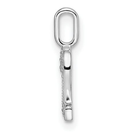 14k White Gold Number 2 Pendant with Pavé Cubic Zirconia, Unisex Sports Charm