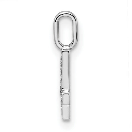 14k White Gold Number 4 Pendant with Pavé Cubic Zirconia, Unisex Numeric Charm