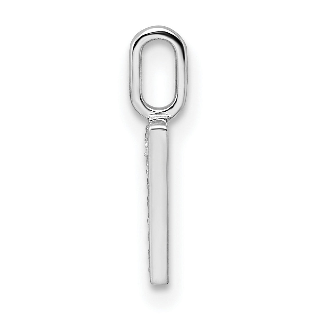 14k White Gold Number Seven Pendant with Diamond Accents, Pavé Finish, Lucky Numerology Charm