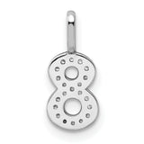 14k White Gold Number 8 Pendant with Pavé Diamonds, Infinity Charm for Women or Unisex Wear