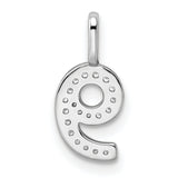 14k White Gold Number 9 Pendant Charm with Diamond Accents, Pavé Set, Unisex Jewelry