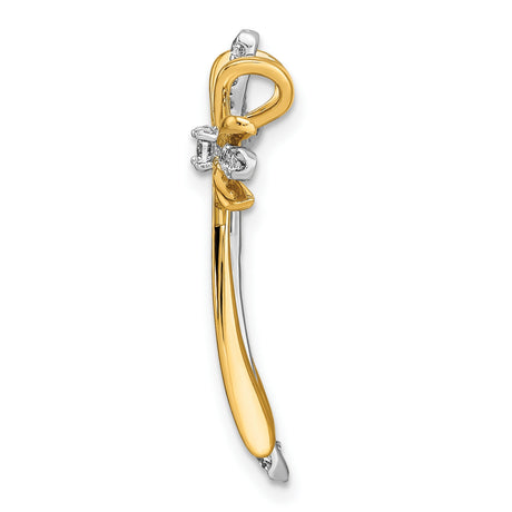 14k Two-Tone Gold Cross Pendant with Diamond Center, Modern Religious Design