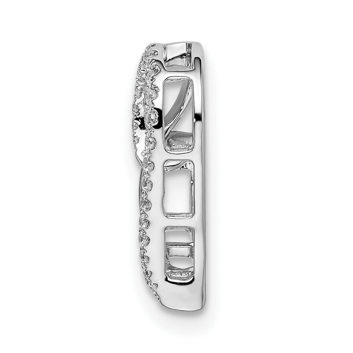 14k White Gold Heart Pendant with Diamond Accents, Open Heart Design for Women