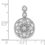 14k White Gold Floral Pendant with Pear and Round Cubic Zirconia, Mandala Harmony Design