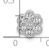 14k White Gold Diamond Pendant, Floral Cluster Design for Women