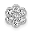 14k White Gold Diamond Pendant, Floral Cluster Design for Women