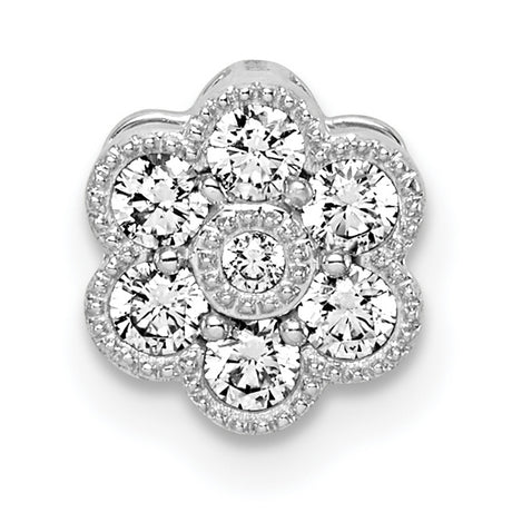 14k White Gold Diamond Pendant, Floral Cluster Design for Women