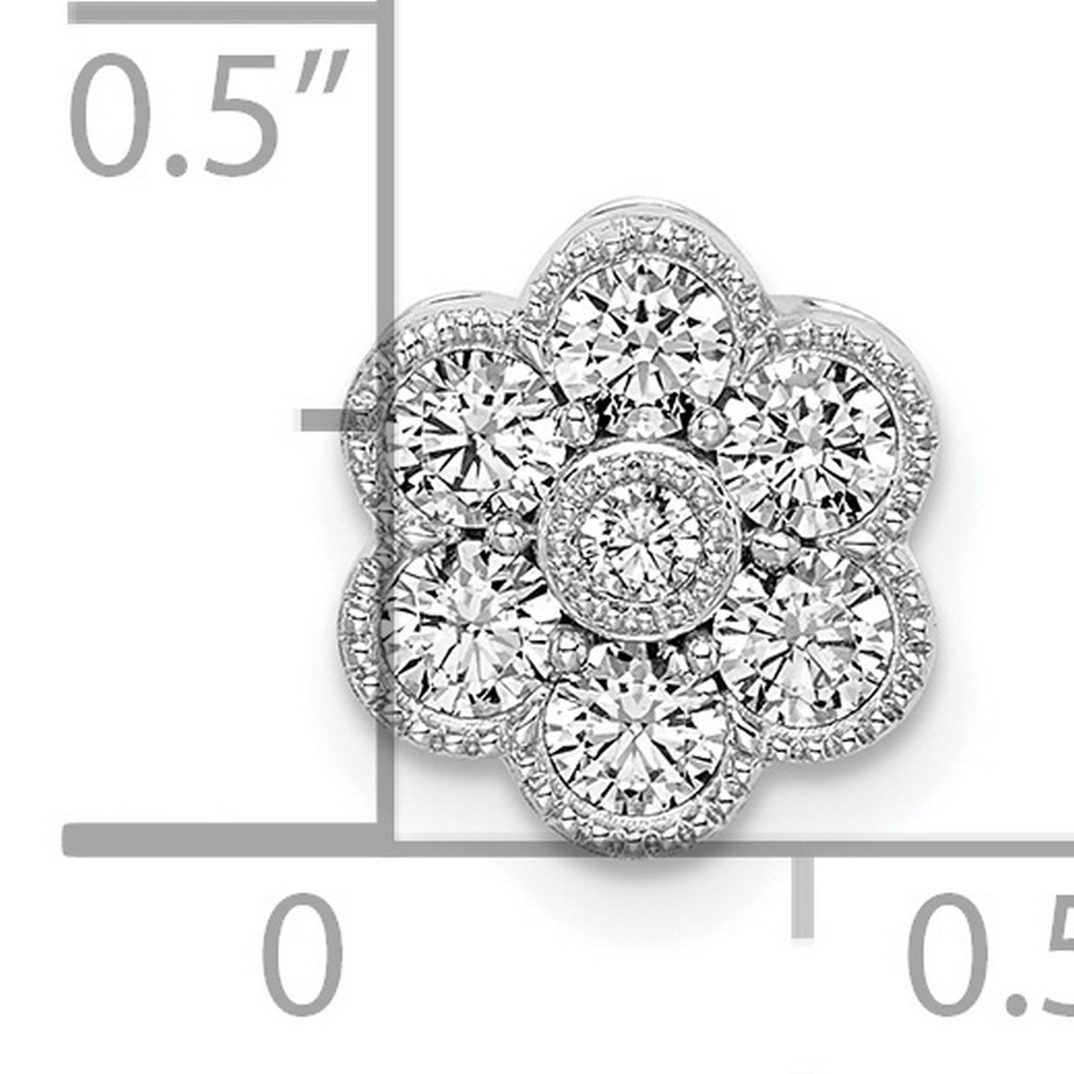 14k White Gold Diamond Pendant with Floral Round-Cut Cluster Design for Women