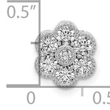 14k White Gold Diamond Pendant with Floral Round-Cut Cluster Design for Women