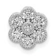 14k White Gold Diamond Pendant with Floral Round-Cut Cluster Design for Women