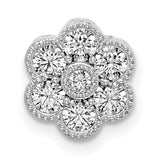 14k White Gold Diamond Pendant with Floral Round-Cut Cluster Design for Women