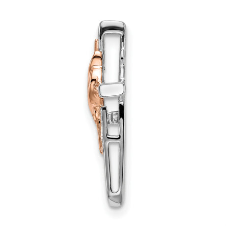 14k Two-Tone Gold Cross Pendant with Diamond Accents, Modern Sleek Design