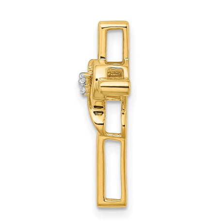 14k Yellow Gold Cross Pendant with Diamond Accent, Classic Christian Religious Jewelry
