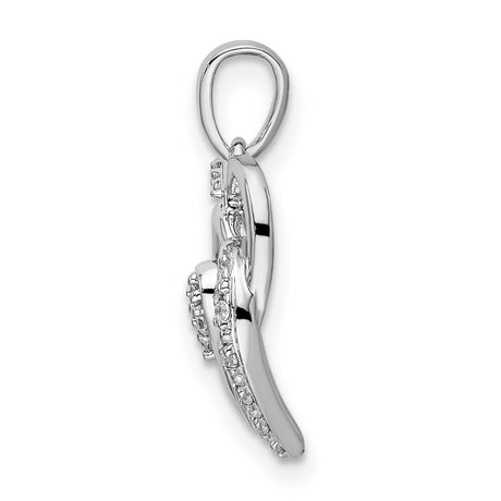 14k White Gold Heart Pendant with Layered Open Hearts and Diamond Accents for Women