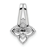 Polished Fancy Diamond Chain Slide Charm Pendant in Real 14k White Gold