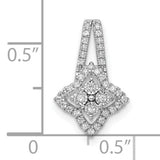Polished Fancy Diamond Chain Slide Charm Pendant in Real 14k White Gold