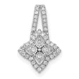 Polished Fancy Diamond Chain Slide Charm Pendant in Real 14k White Gold